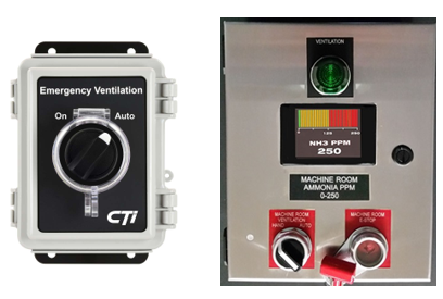 ON/Auto switch and Emergency shut-off panel with ppm indication