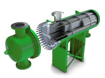 Titanium shell and tube heat exchanger